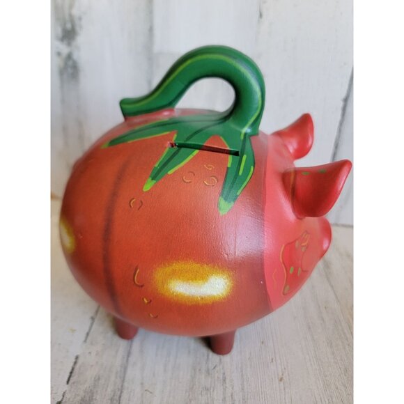 Vintage talavera Mexican tomato Piggy bank folk art vegetable - Picture 5 of 10